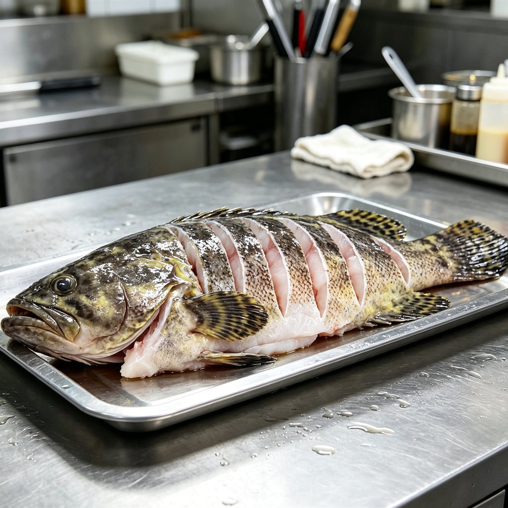 Fresh Whole Grouper Scored for Steam