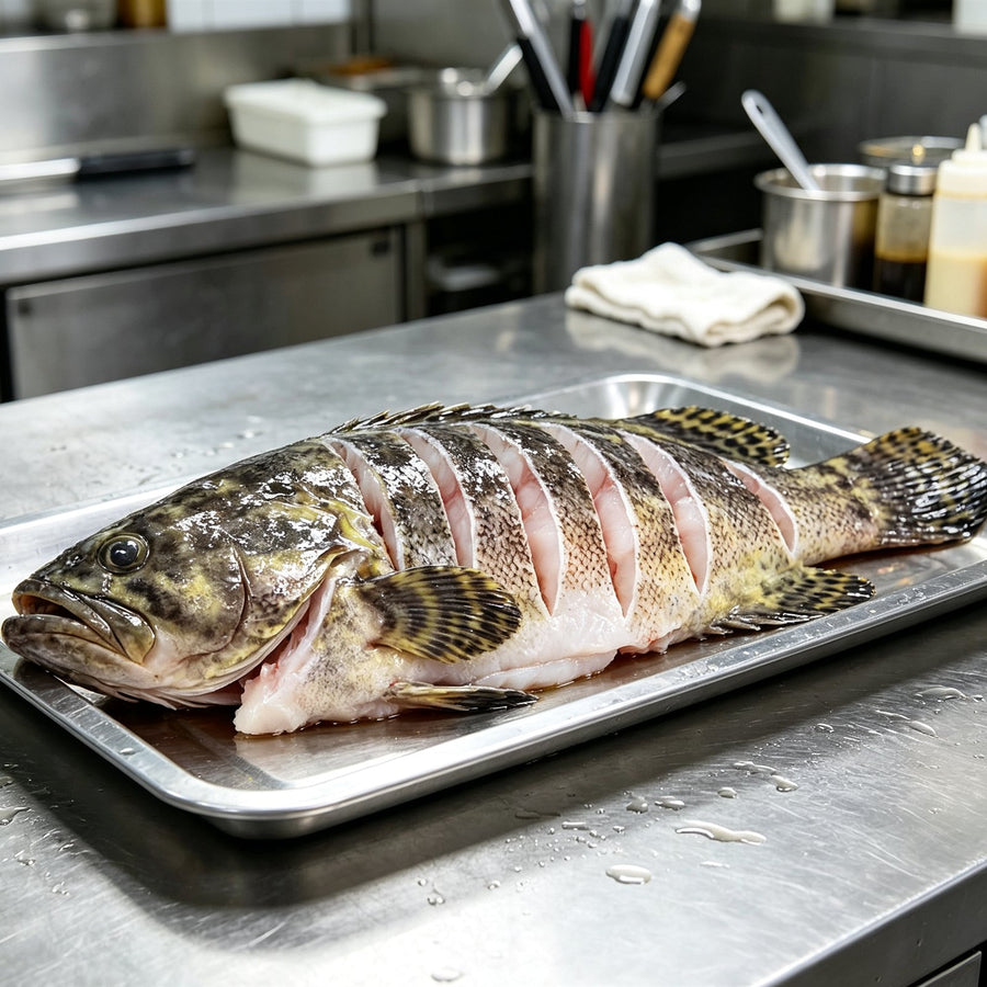 Fresh Whole Grouper Scored for Steam