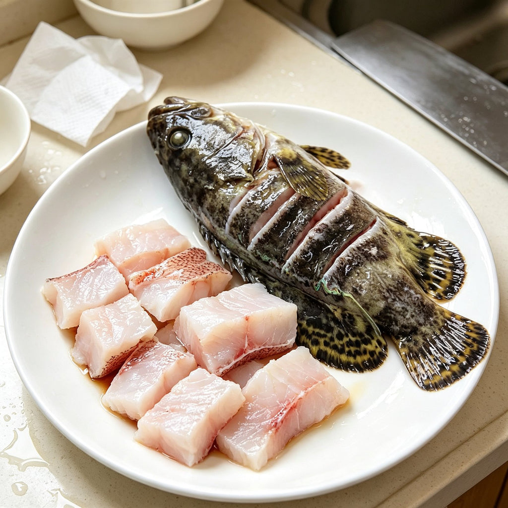 Fresh Whole Grouper Scored for Steam