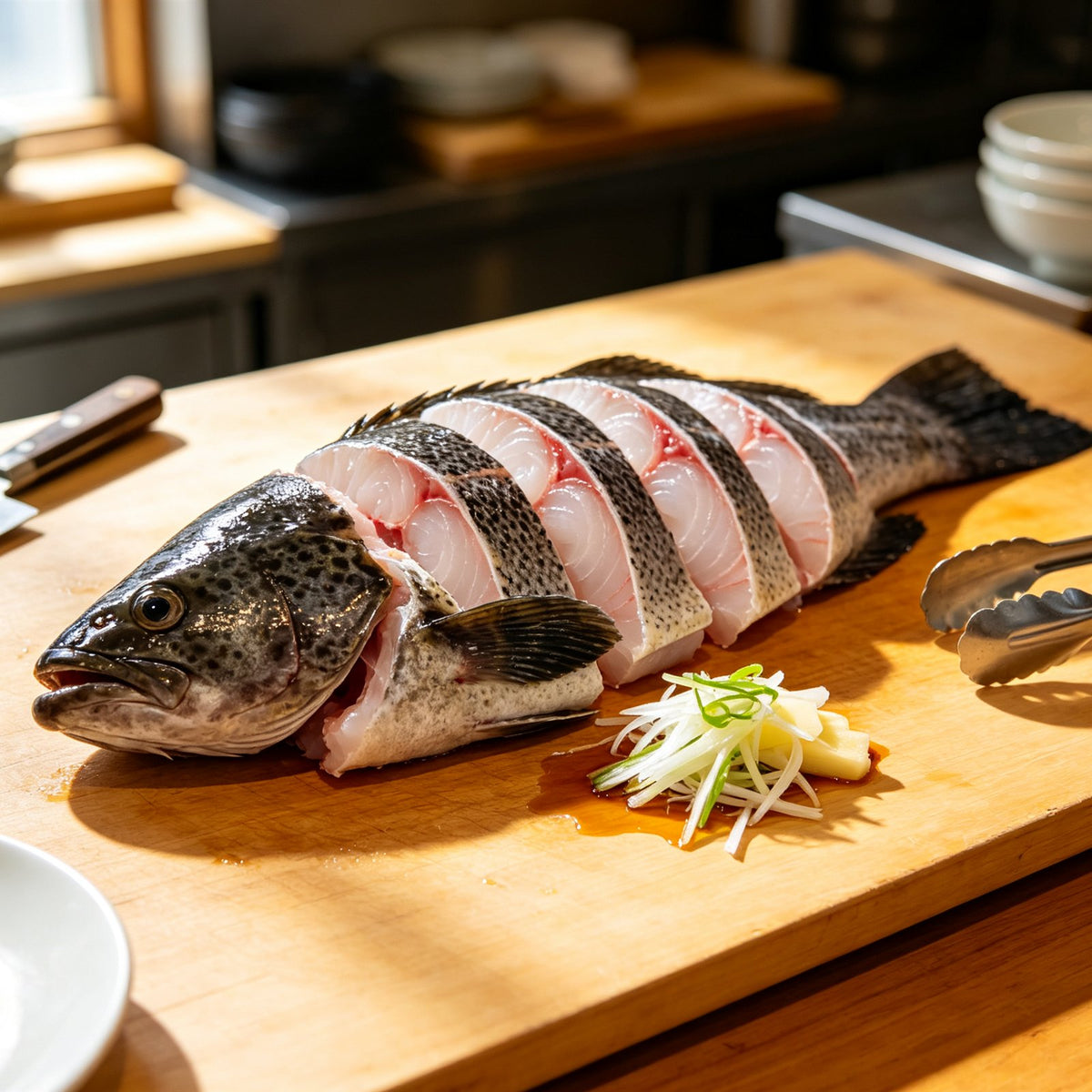 Fresh Whole Grouper Scored for Steam